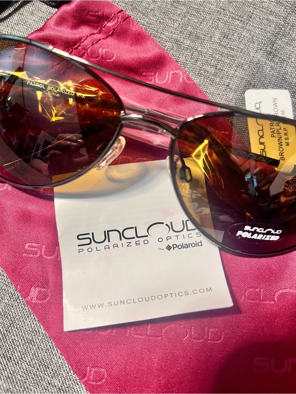 SUNCLOUD Men’s Polarized Aviator Sunglasses Brown Lenses Black Frame